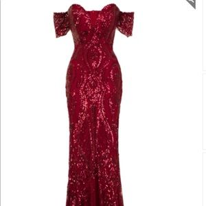Red/berry Sweetheart off the shoulder sequin dress